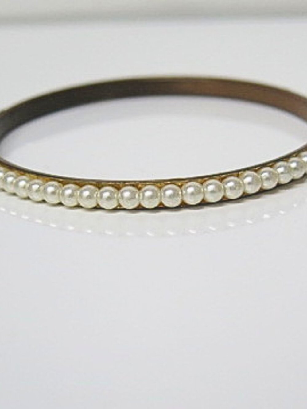 Vintage Faux Pearl Gold Tone Bangle Bracelet